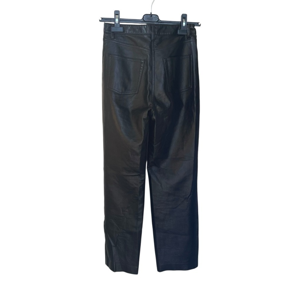 ARITZIA Wilfred Melina High Waisted Faux Leather Straight Leg Pant Black 2 - Picture 3 of 4